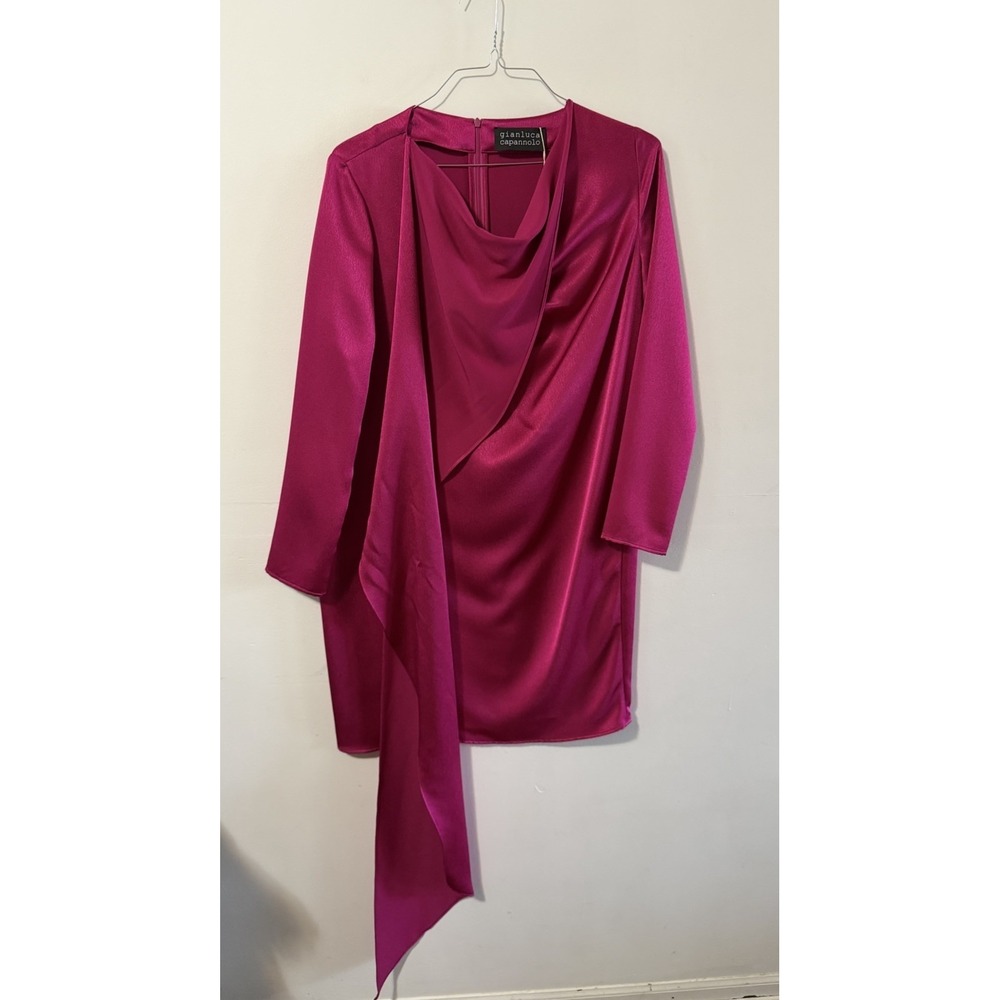 GIANLUCA CAPANNOLO Satin Shift Dress Pink Made in Italy Size 44 Medium